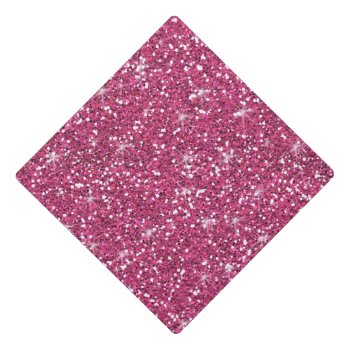 Hot Pink Glitter Printed Graduation Cap Topper by GraphicsByMimi at Zazzle