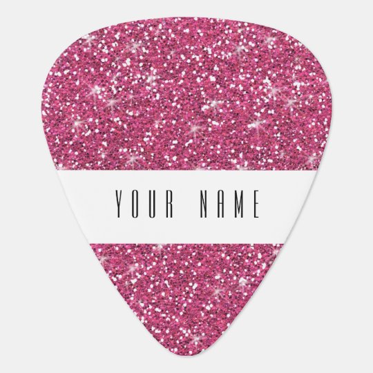 Hot Pink Glitter Printed Guitar Pick