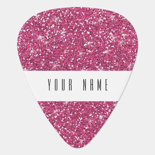 Hot Pink Glitter Printed Guitar Pick (Front)
