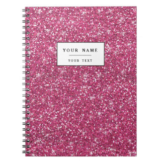 Hot Pink Glitter Printed Notebook