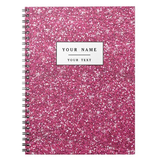 Hot Pink Glitter Printed Notebook | Zazzle.com