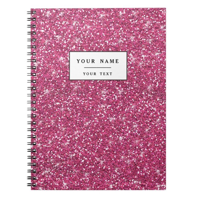Hot Pink Glitter Printed Notebook (Front)