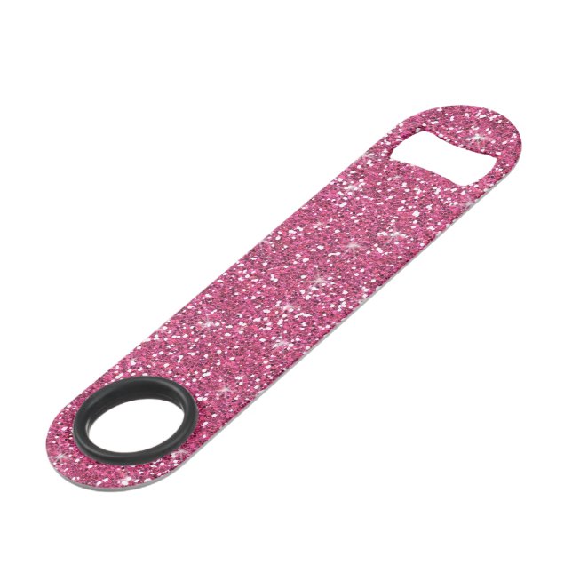Hot Pink Glitter Printed Speed Bottle Opener (Front Angled)