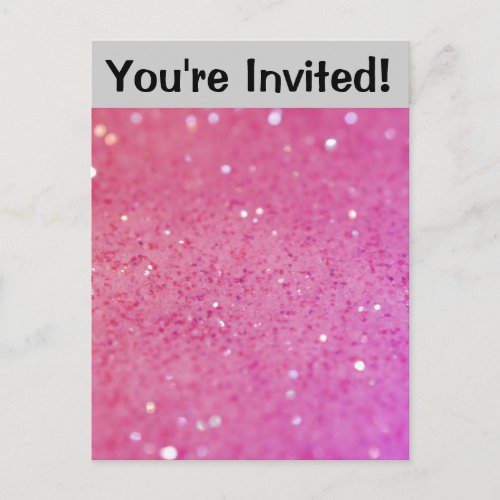 Hot Pink Glitter _ Shiny Sparkles Invitation Postcard