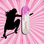 Hot Pink Glitter Skateboard<br><div class="desc">Skateboard pink personalised - customize your own. CLICK PERSONALIZE TEMPLATE OPTION AND ENTER NAME Our skateboards are as sweet as they look, and a delightful gift for a birthday or skate park. Makes a great gift idea for a big cat lover. ⭐This Product is 100% Customizable. *****Click on CUSTOMIZE BUTTON...</div>