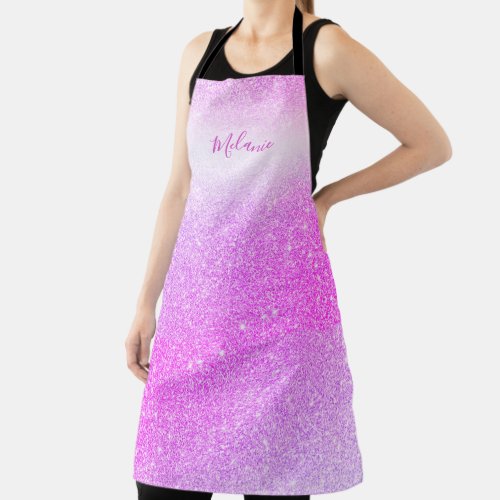 Hot Pink Glitter Sparkle Glam Personalized Apron