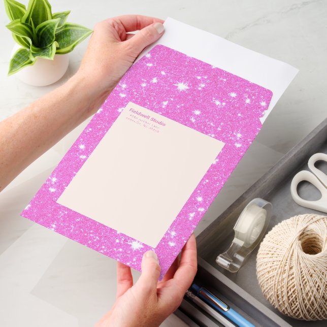 Hot Pink Glitter Sparkle Glam Small Business Envelope Mailers (Desk)