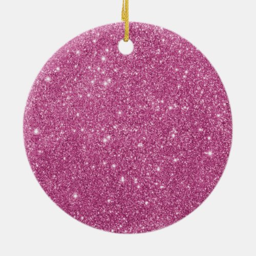 Hot Pink Glitter Sparkles Ceramic Ornament
