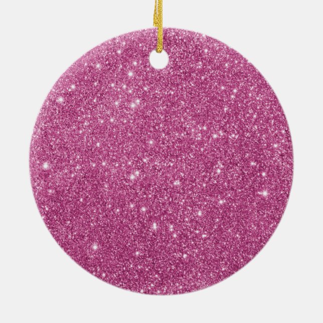 Hot Pink Glitter Sparkles Ceramic Ornament (Back)