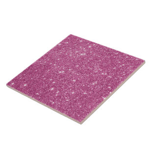 Hot Pink Glitter Sparkles Ceramic Tile