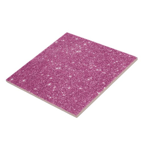 Hot Pink Glitter Sparkles Ceramic Tile