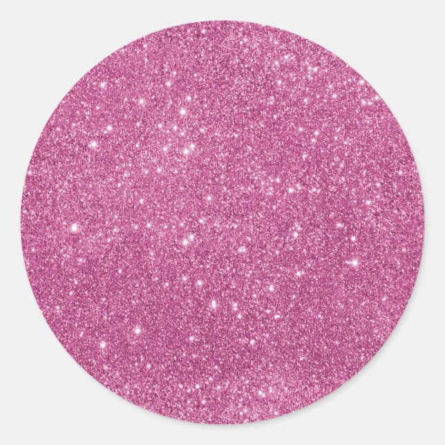 Hot Pink Glitter Sparkles Classic Round Sticker (Front)