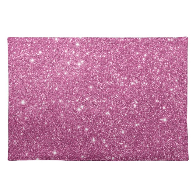 Hot Pink Glitter Sparkles Cloth Placemat (Front)