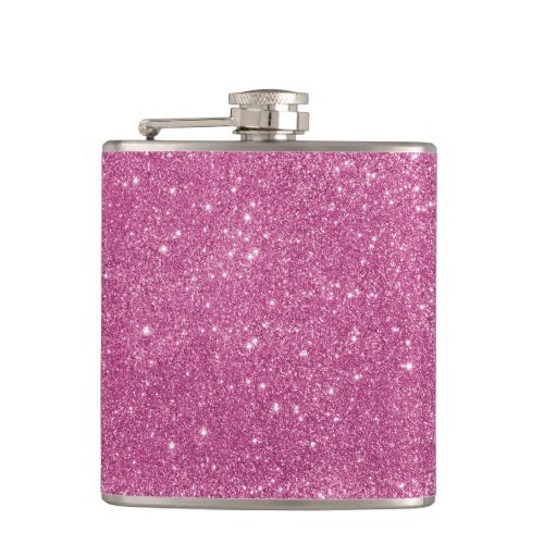 Hot Pink Glitter Sparkles Flask
