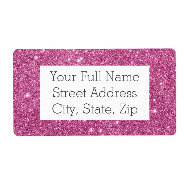 Hot Pink Glitter Sparkles Label (Front)
