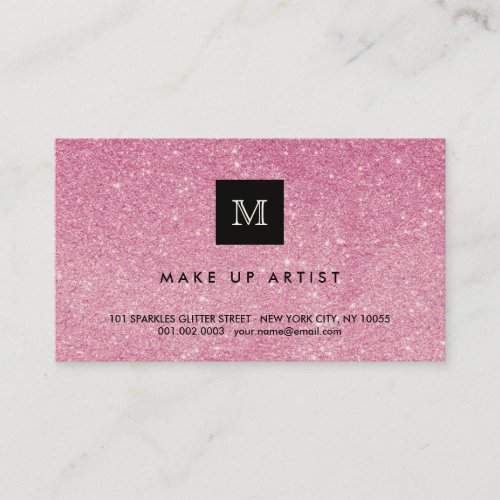 Hot Pink Glitter Sparkles Modern Chic Profile Card Business Cards