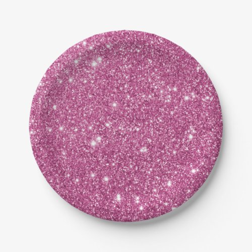Hot Pink Glitter Sparkles Paper Plates