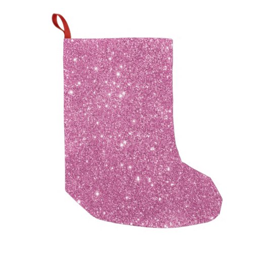 Hot Pink Glitter Sparkles Small Christmas Stocking