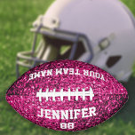 Hot pink glitter sparkles Your Custom name Team Football