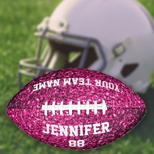 Hot pink glitter sparkles Your Custom name Team Football (Creator Uploaded)