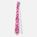 Hot Pink Glitter Treble Clef On Pink Plaid Neck Tie at Zazzle