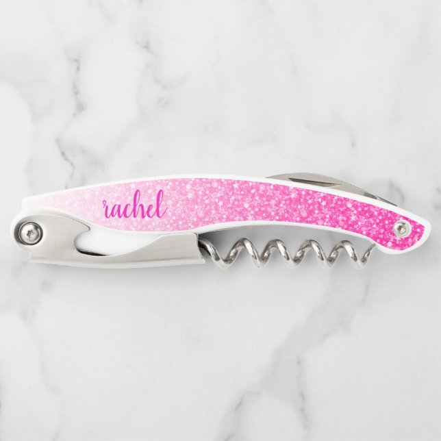 Hot Pink Glitter Waiter's Corkscrew (Front)