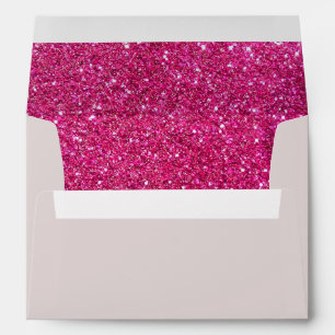 Hot Pink Glitter Wedding Envelope