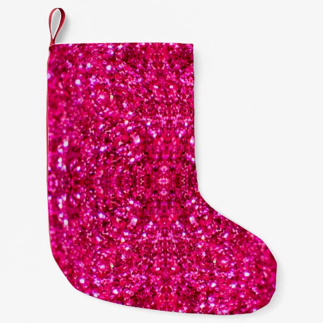 hot pink glitter xmas christmas stocking (Front)