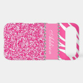 Hot Pink Glitter Zebra Print Rhinestone Girly Case (Back (Horizontal))