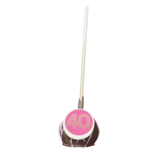 Hot Pink Gold 40th Birthday Cake Pops (Front)