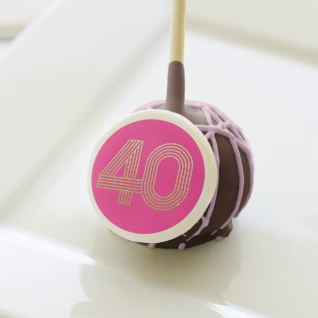 Hot Pink Gold 40th Birthday Cake Pops | Zazzle