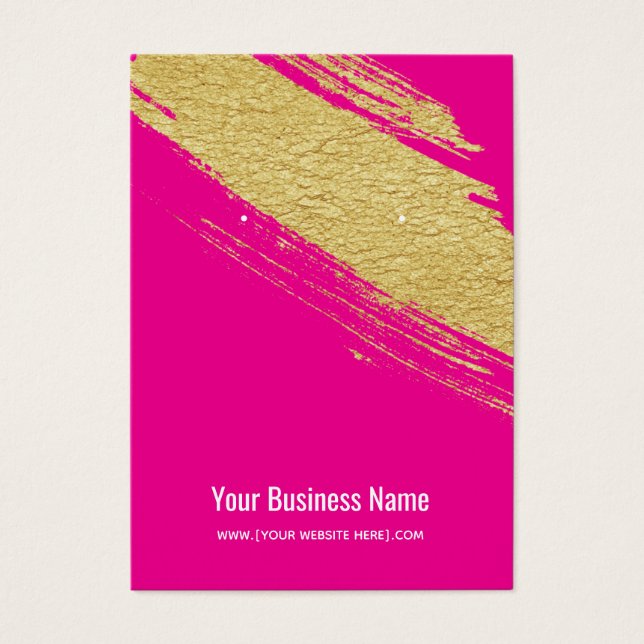 Hot Pink Gold Brush Earring Display Cards (Front)