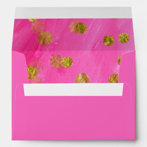 Hot Pink Gold Confetti Glitter Envelope