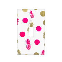 Hot Pink & Gold Dots & Pineapples Fun Summer Chic Light Switch Cover