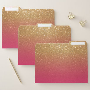 Hot Pink Gold Glitter File Folder