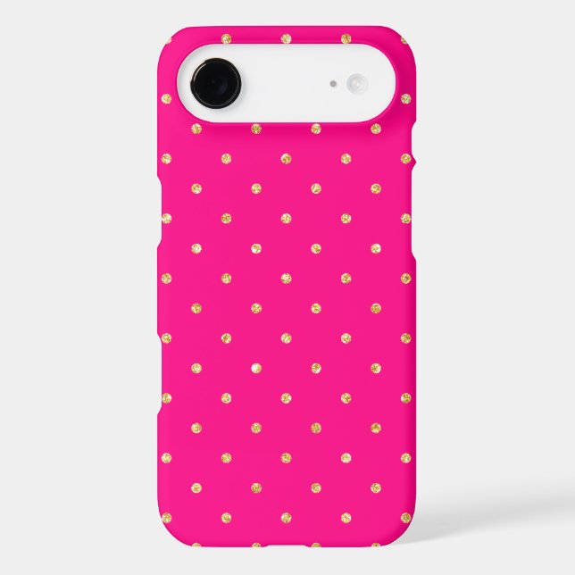 Hot Pink Gold Glitter Small Polka Dots Pattern Case-Mate iPhone Case (Back)