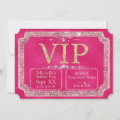 Hot Pink & Gold Glitter VIP Ticket Invitation | Zazzle