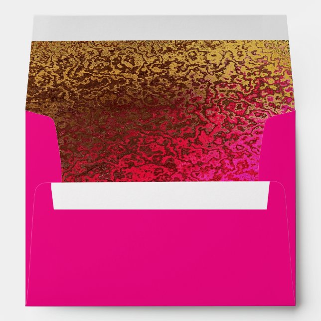 Hot Pink & Gold Glitzy Custom Invitation Envelope (Back (Bottom))