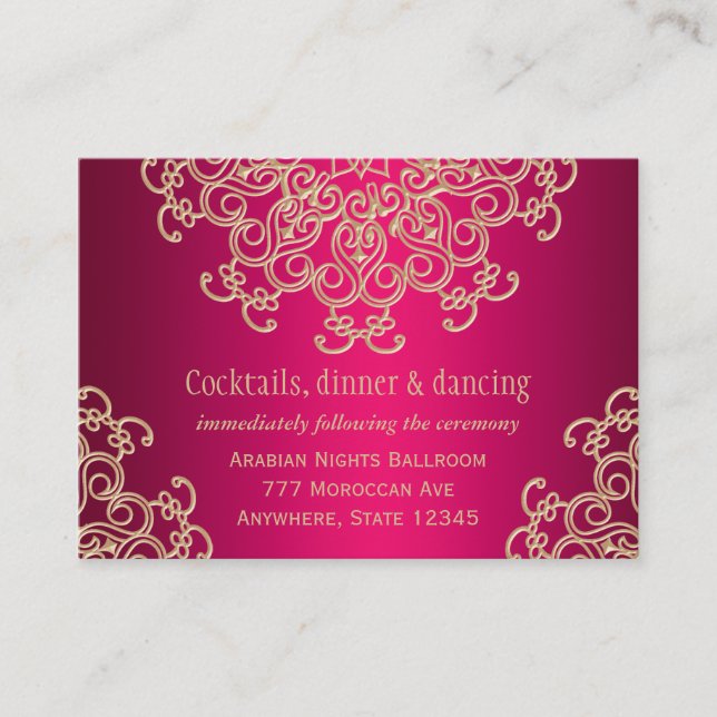 Hot Pink Gold Indian Inspired Enclosure Card (Front)