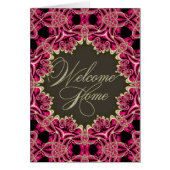 Hot Pink & Gold Lace Welcome Home Card (Front)