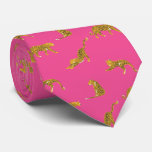 Hot Pink Gold Leopard  Neck Tie at Zazzle