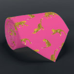 Hot Pink Gold Leopard  Neck Tie<br><div class="desc">Black on gold leopards on background color of your choice. Click the customize further link to change background color of tie.</div>