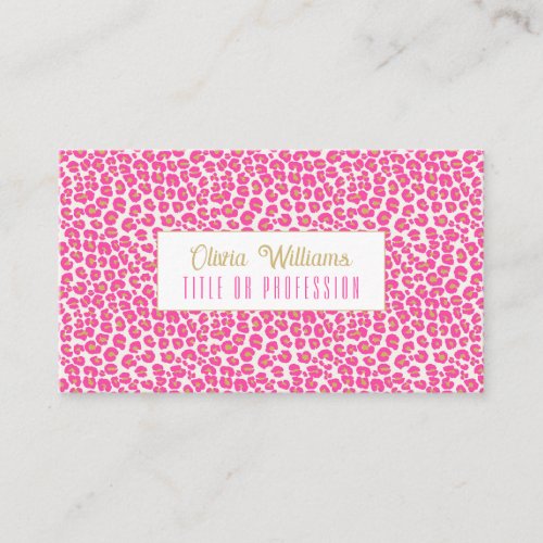 Hot Pink Gold Leopard Pattern Business Card