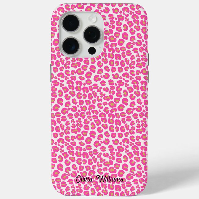 Hot Pink Gold Leopard Pattern Case-Mate iPhone Case (Back)