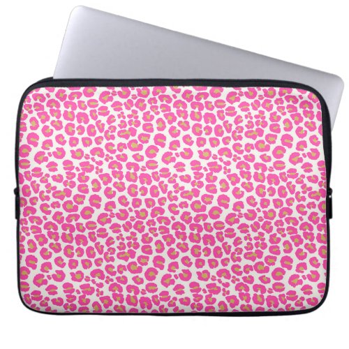 Hot Pink Gold Leopard Pattern Laptop Sleeve