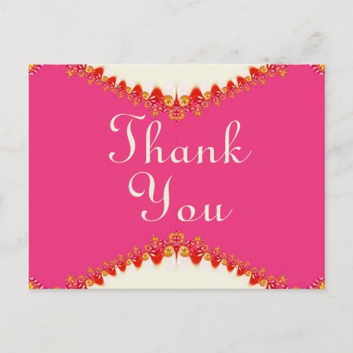 Hot Pink  Gold Red Lace Thank You Postcard