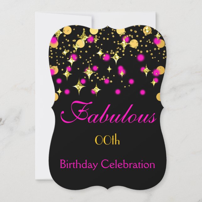 Hot Pink Gold Shimmer Lights Birthday Party Invitation (Front)