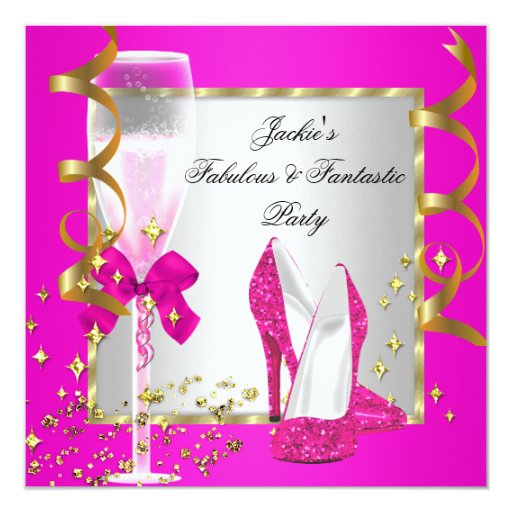 Pink And Silver Birthday Invitations 6