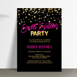 HOT Pink Gold SWEET SIXTEEN 16 Party Invitations<br><div class="desc">Throwing a sweet sixteen party? Need ideas? Get these modern and trendy custom templates so you can DIY easily.  Hot pink with faux gold confetti with black and faux gold foil background.  Affordable but not cheap looking. Personalize these invites for your next sweet 16 party.</div>