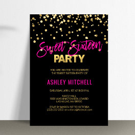 HOT Pink Gold SWEET SIXTEEN 16 Party Invitations